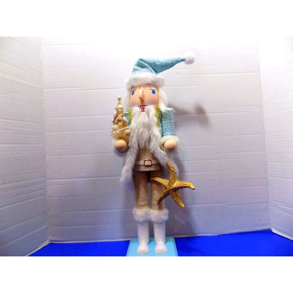 NEW Christmas Beach Coastal Fancy Santa Claus Nutcracker Figurine Holiday Noel - Picture 1 of 5